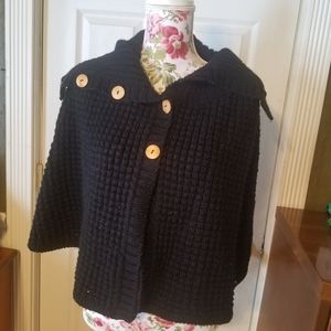 Short poncho black sweater one size